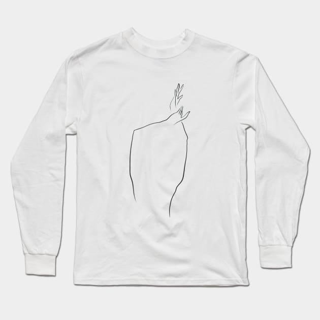 Dancing hands (brush line) Long Sleeve T-Shirt by Printable Muse